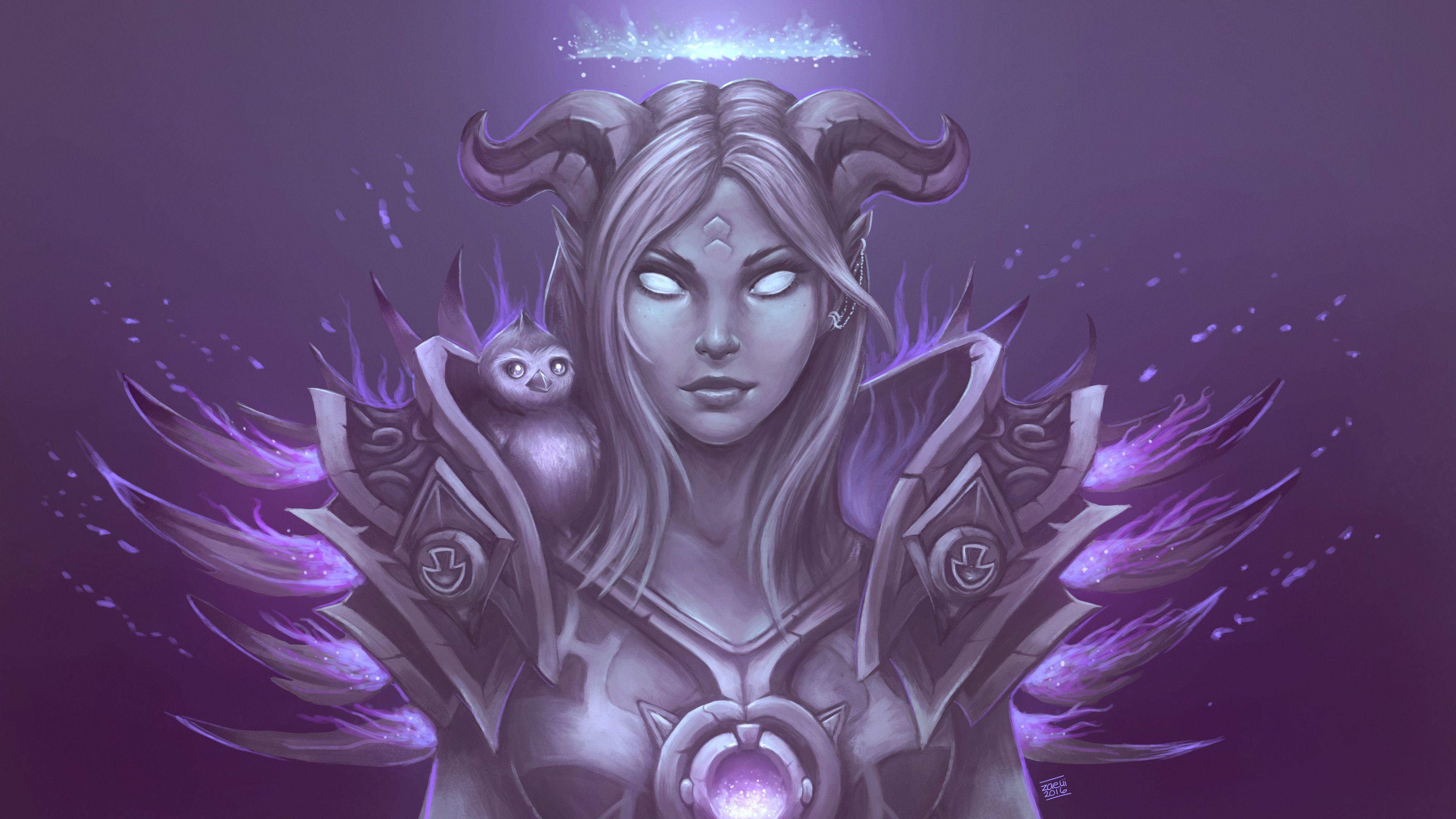 3840x2160 Draenei Shadow Priest, Zaelii Art