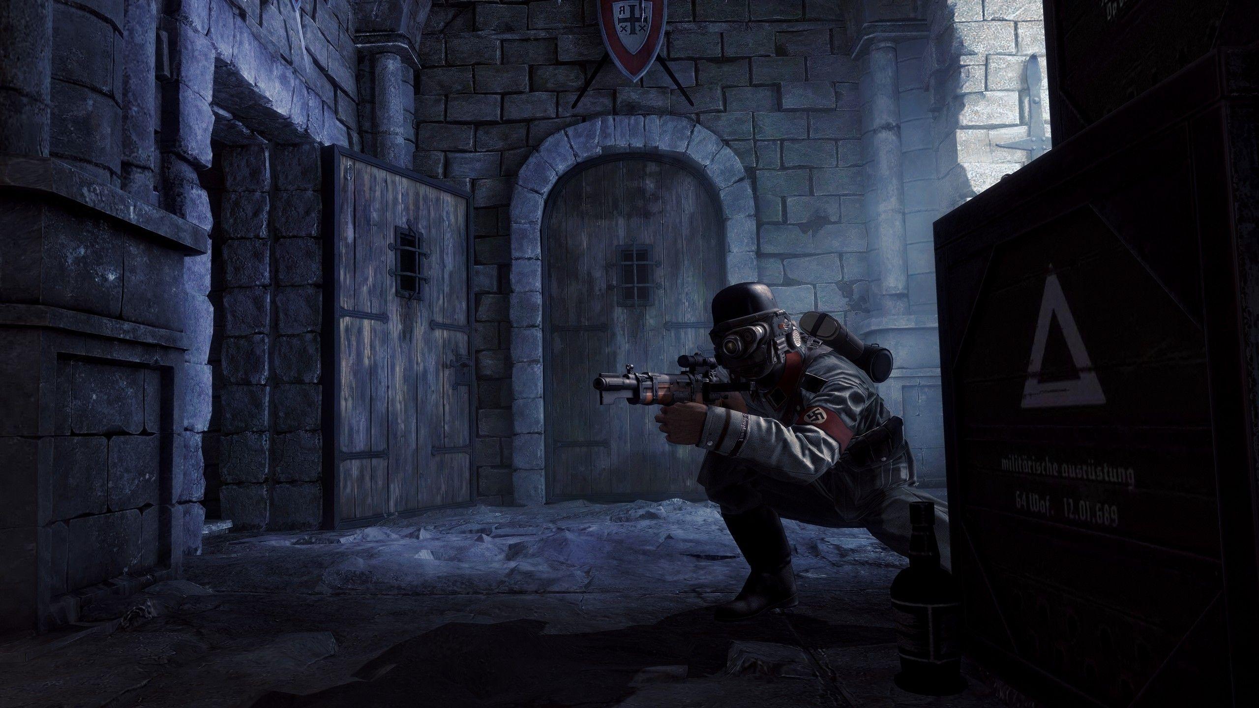 2560x1440 Wolfenstein The Old Blood Wolfenstein Video Games PC Gaming Video Game Art Wallpaper:2560x1440