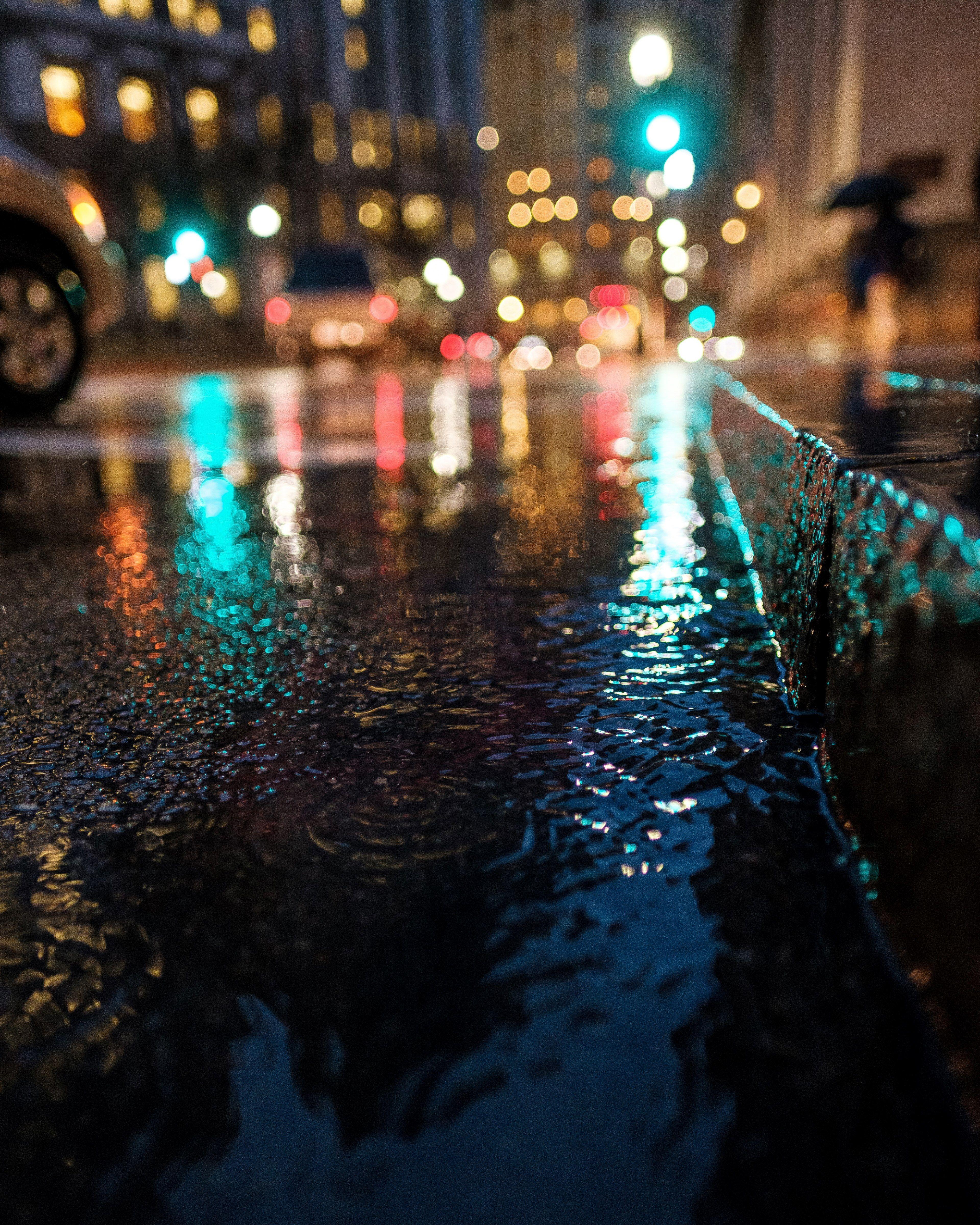 3840x4800 Wallpaper / a night time image capturing the rain on the ground on a downtown street, _flooded downtown street 4k wallpaper free download