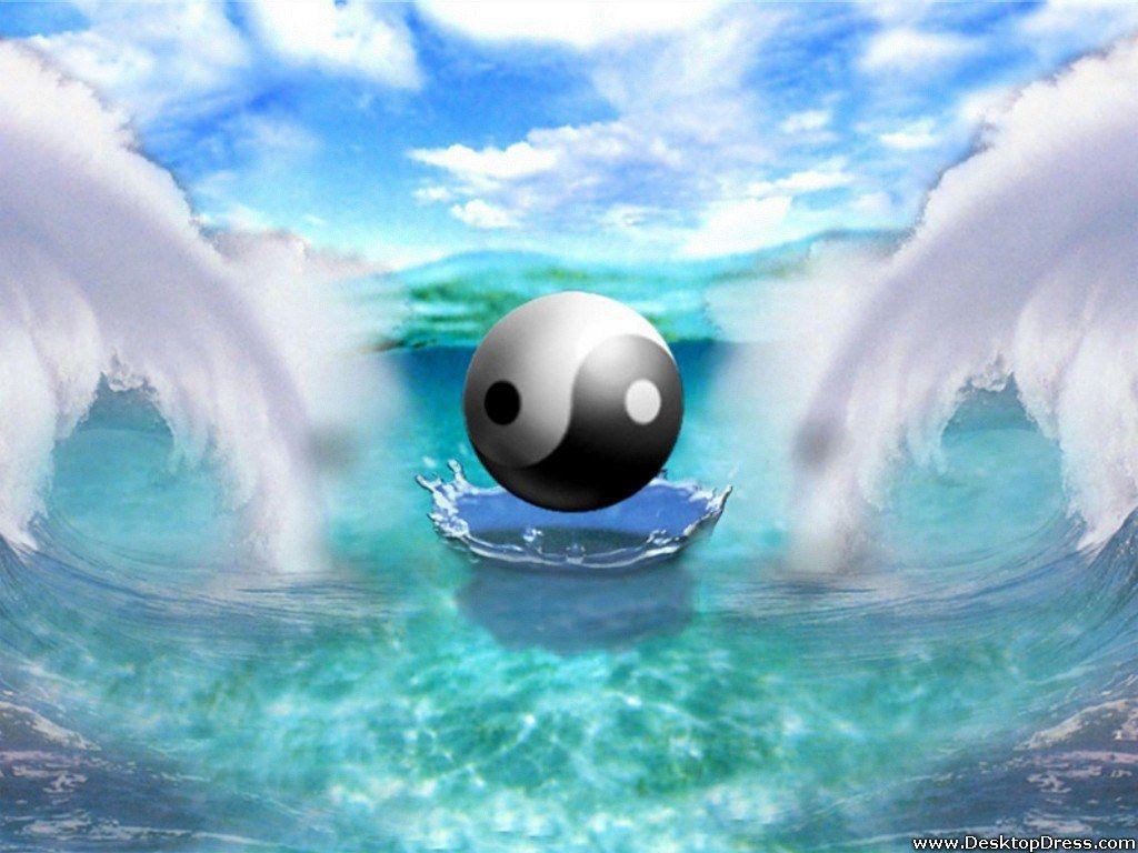 1024x768 Desktop Wallpaper 3D Background Yin Yang Symbol