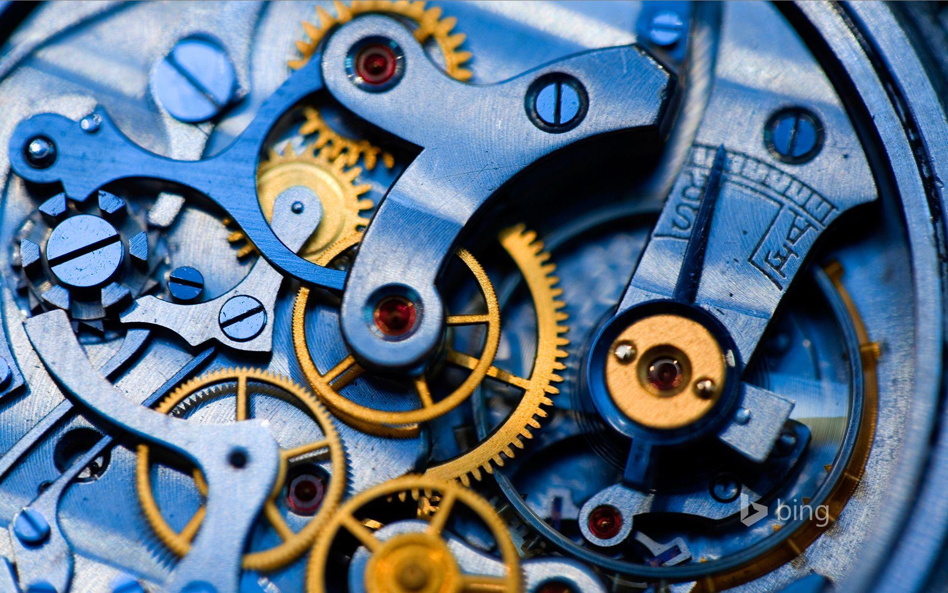 1920x1200 Gears and rubies inside an antique watch