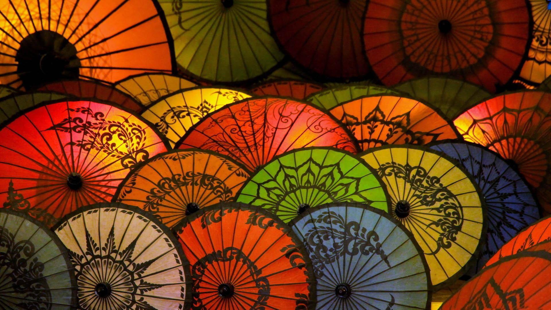 1920x1080 Japanese Umbrella Wallpaper for Android