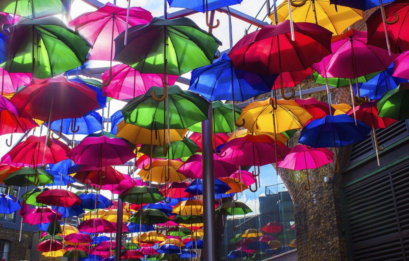 1332x850 Wallpaper the city, umbrella, street, paint, home, umbrella image for desktop, section разное