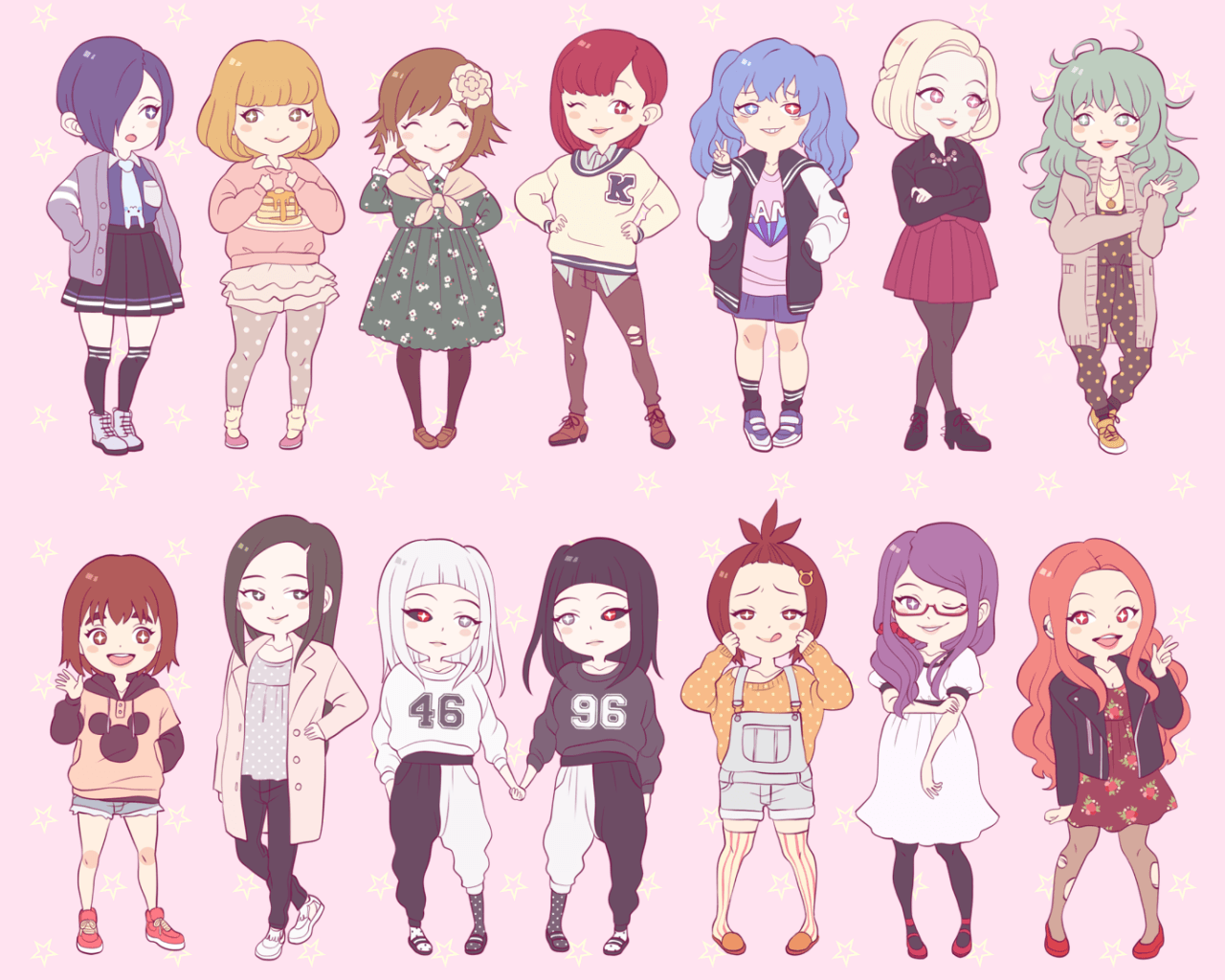 1280x1024 Tokyo Ghoul girls. CHIBI TOKYO GHOUL. Tokyo ghoul