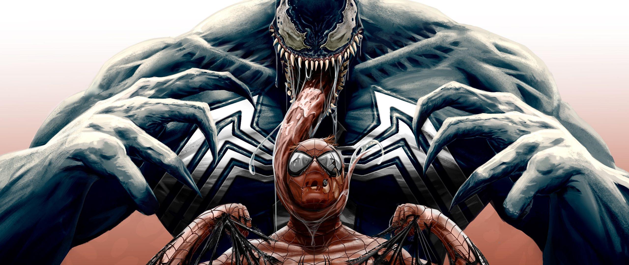 2560x1080 Download 2560x1080 Wallpaper Spider Man, Venom, Marvel Comics, Superheroes, Art, Dual Wide, Widescreen, 2560x1080 HD Image, Background, 10336