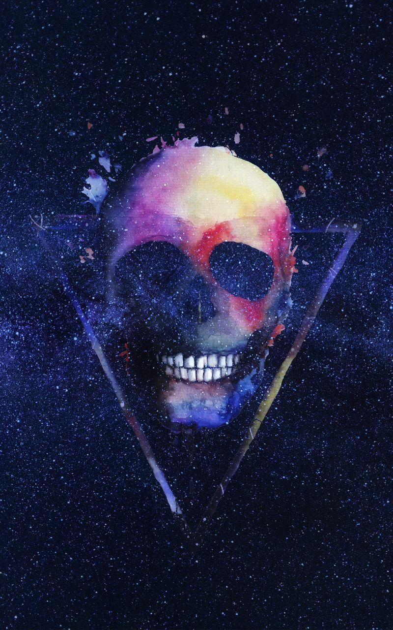 800x1280 Download Wallpaper 800x1280 Skull, Starry Sky, Triangle, Art Samsung Galaxy Note Gt N Meizu Mx2 HD Background