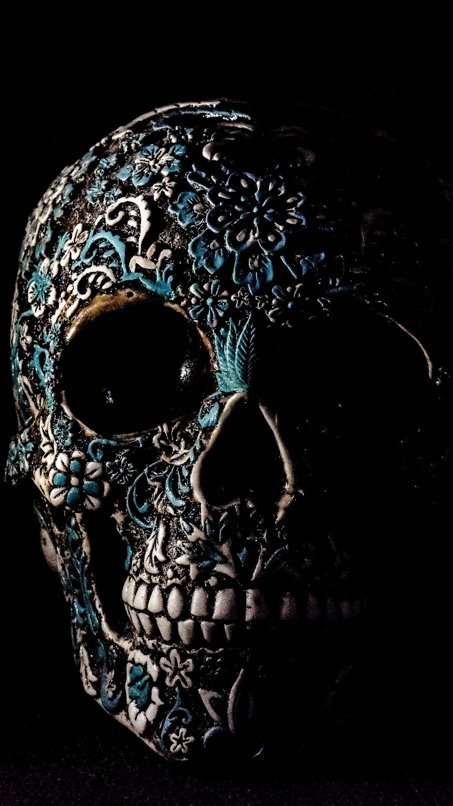 1440x2560 Download wallpaper 1440x2560 skull, dark, patterns, bones qhd samsung galaxy s s edge, note, lg g4 HD background