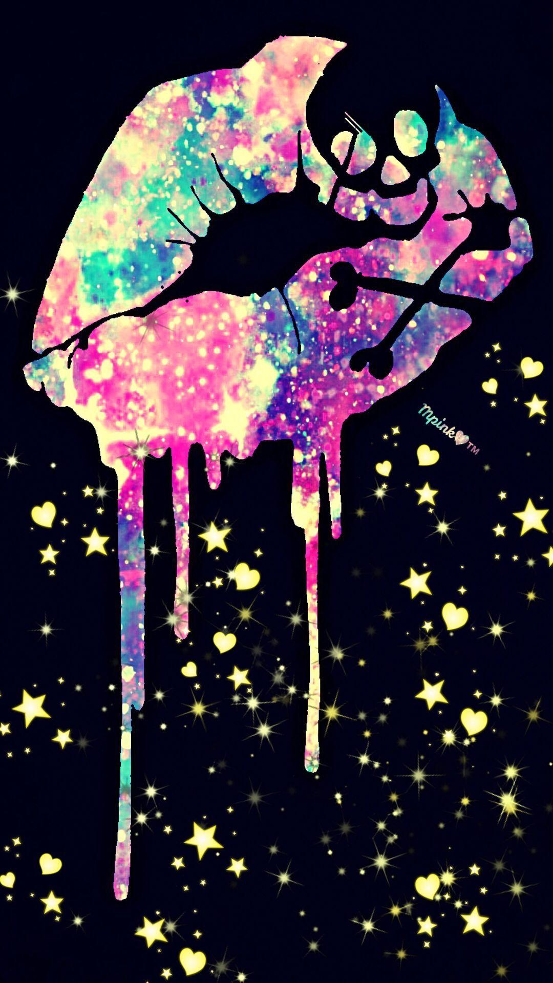 1080x1920 Glitter Skull Wallpaper