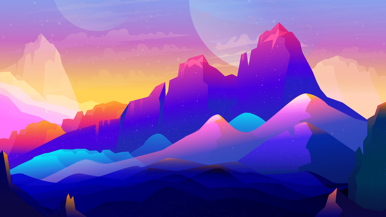 1280x720 Wallpaper Mountains, Neon, Illustration, Colorful, Rocks, HD, Creative Graphics / Editor's Picks,. Wallpaper for iPhone, Android, Mobile and Desktop