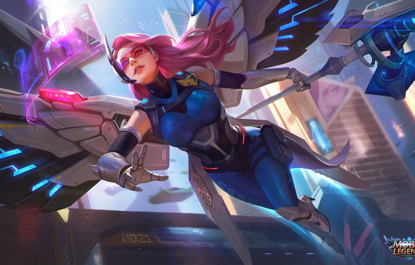 1332x850 Wallpaper girl, flies, Mobile Legends Bang Bang image for desktop, section игры