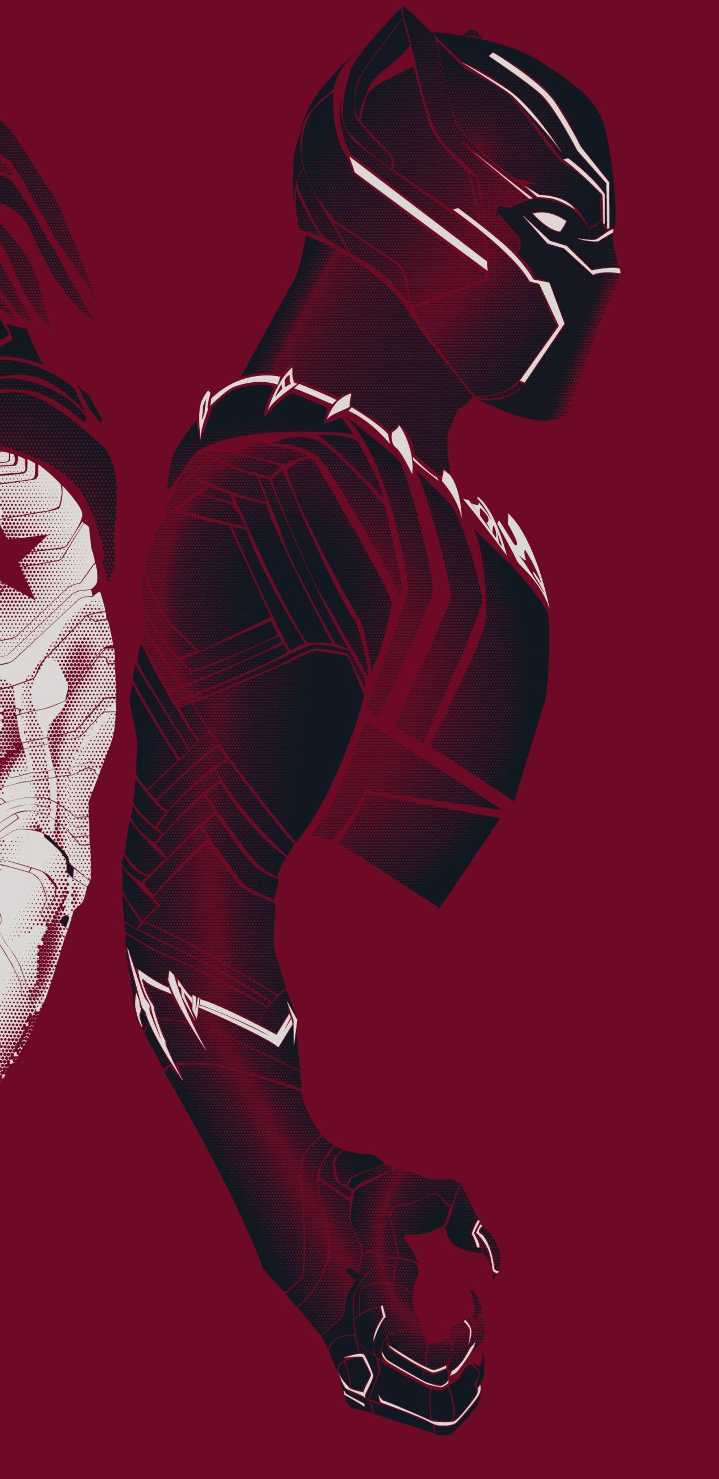 1440x2960 Halftone Heroes Winter Soldier Black Panther Samsung Galaxy Note S S SQHD HD 4k Wallpaper, Image, Background, Photo and Picture