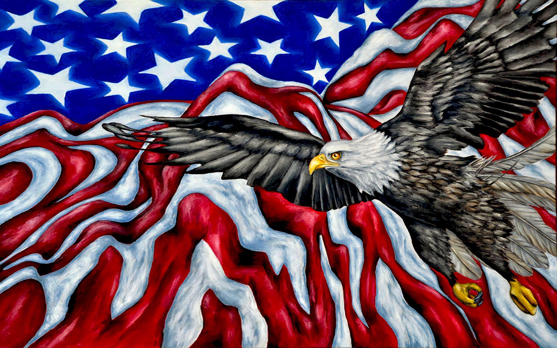 1920x1200 American Flag With Eagle Wallpaper