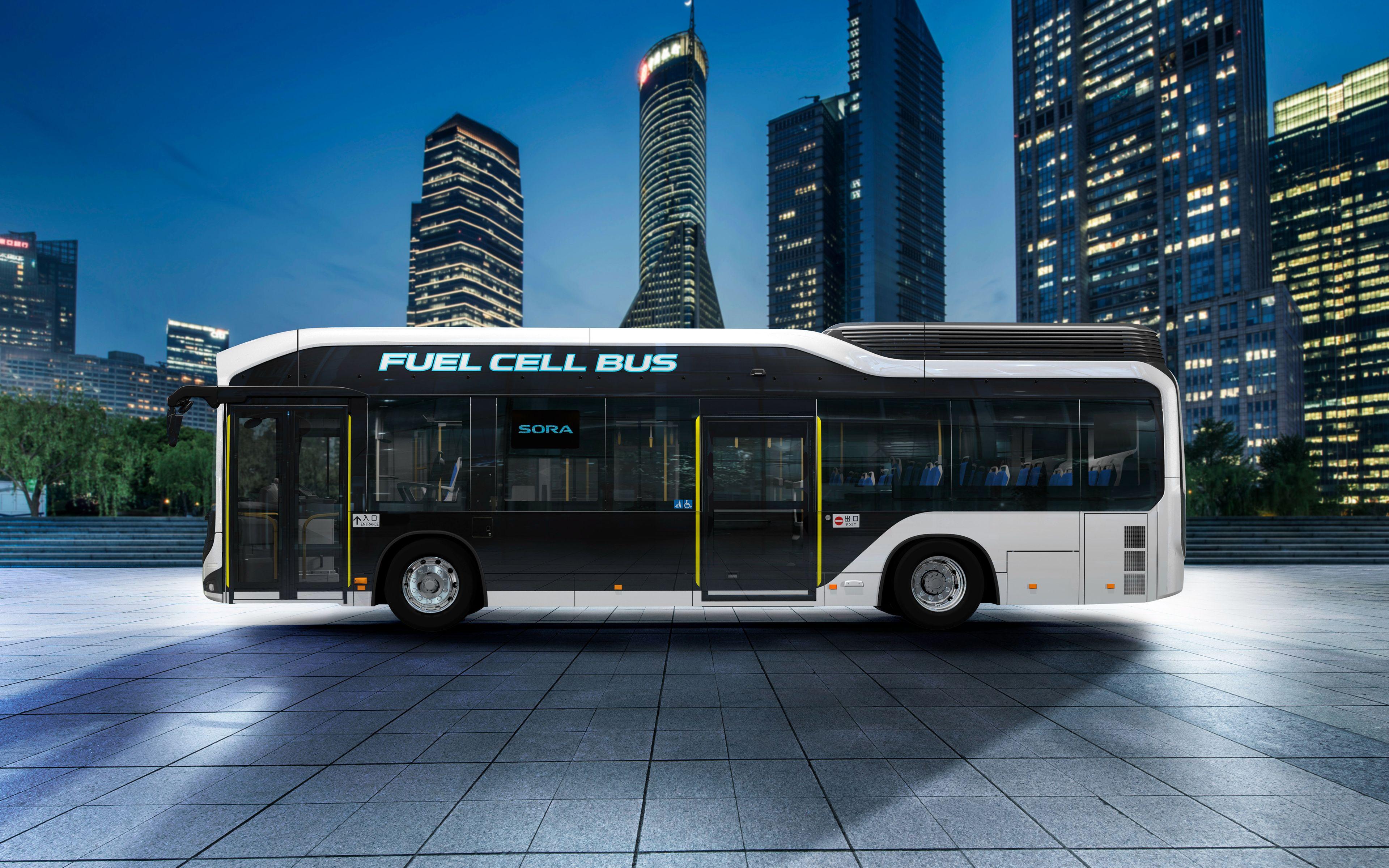 3840x2400 Download wallpaper Toyota Sora Fuel Cell Bus, 4k, 2018 buses, hydrogen bus, Toyota Sora, passenger tranport, Toyota for desktop with resolution 3840x2400. High Quality HD picture wallpaper