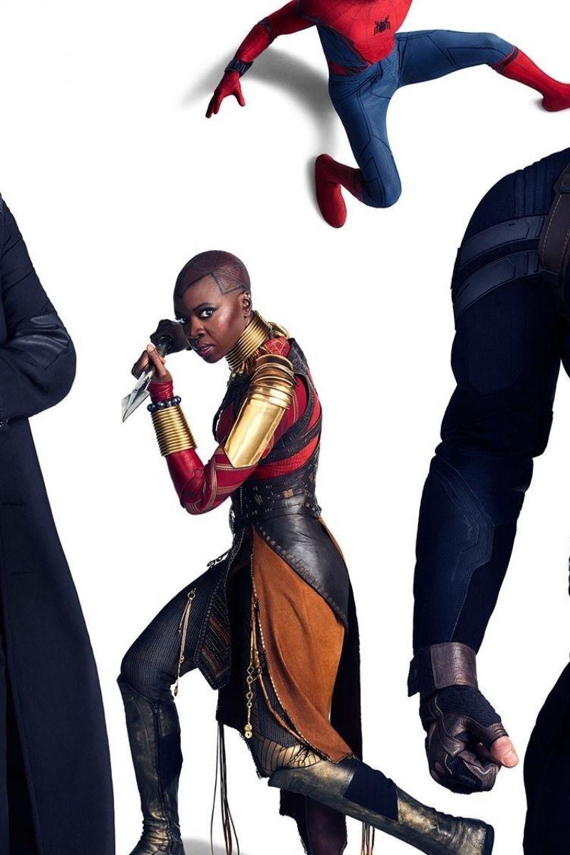800x1200 Download Captain America, Okoye, Nick Fury And Spider Man In Avenders Apple IPhone 4S Wallpaper 800x1200