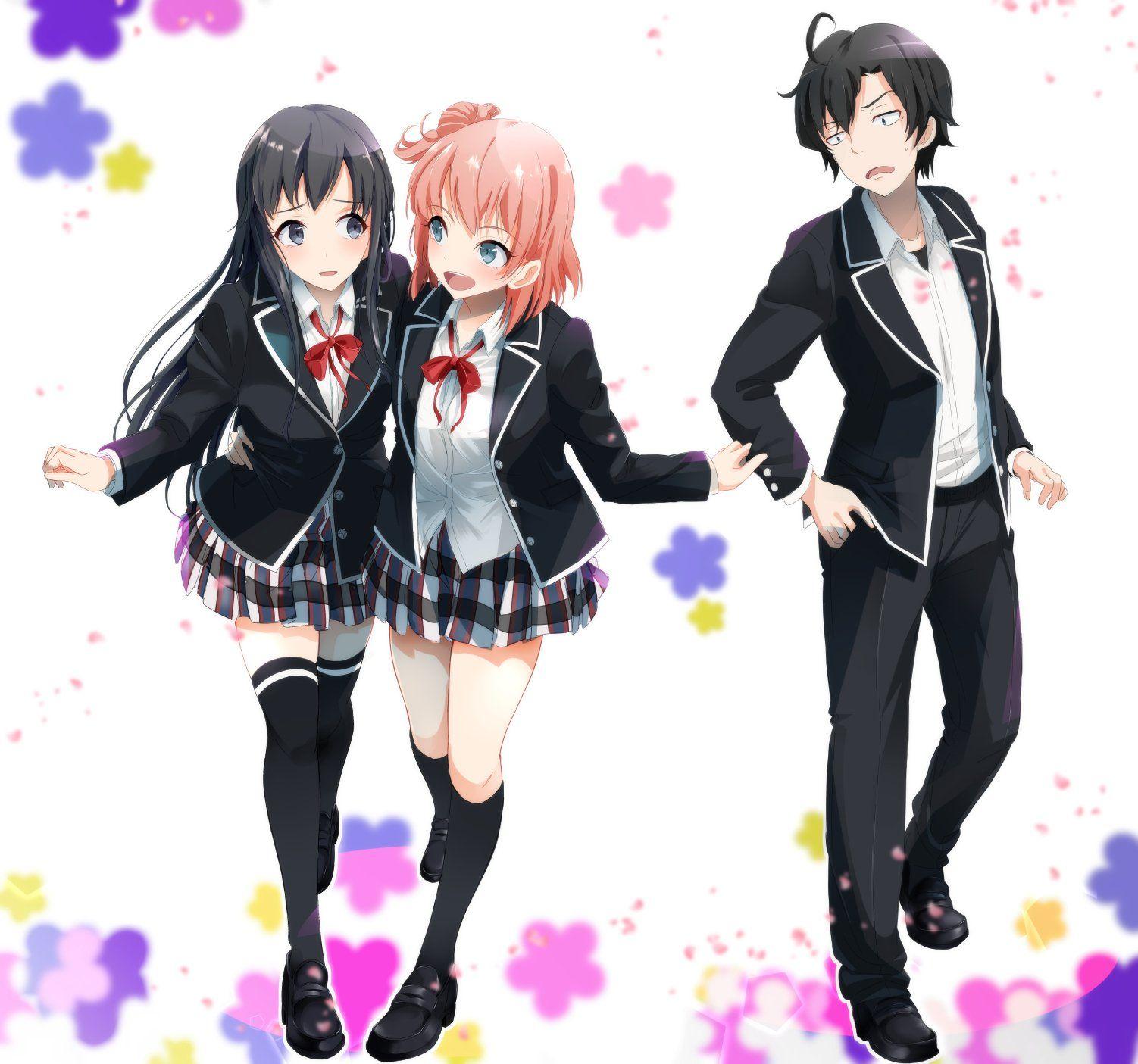 1502x1405 Yahari Ore no Seishun Love Come wa Machigatteiru Yukinoshita Yukino Yuigahama Yui Hikigaya Hachiman wallpaperx1405