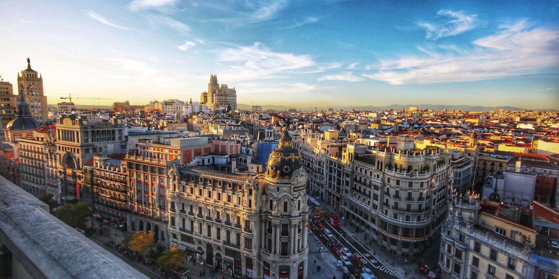 1920x960 Dowtown Madrid, Spain Vía HD Wallpaper