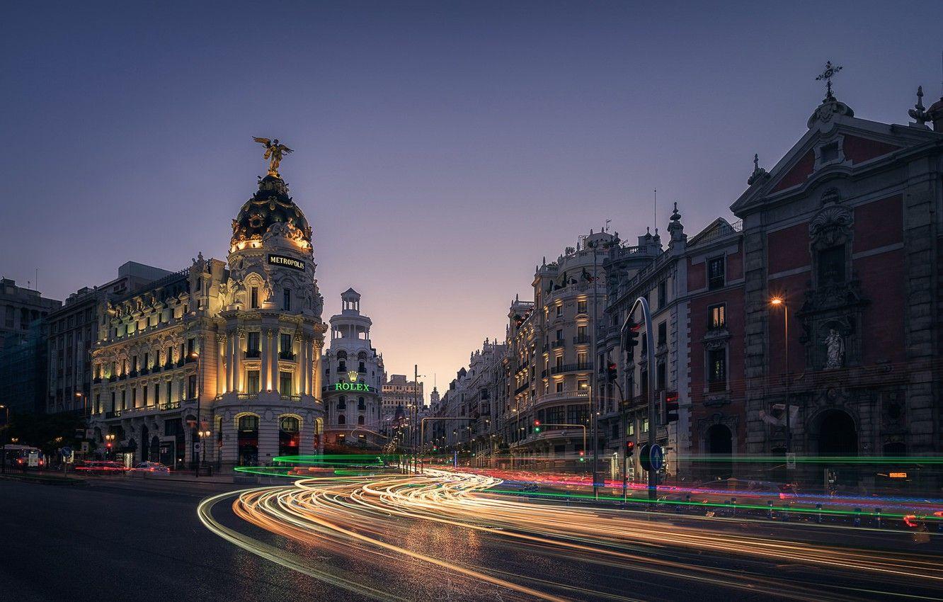 1332x850 Wallpaper night, the city, lights, Madrid image for desktop, section город