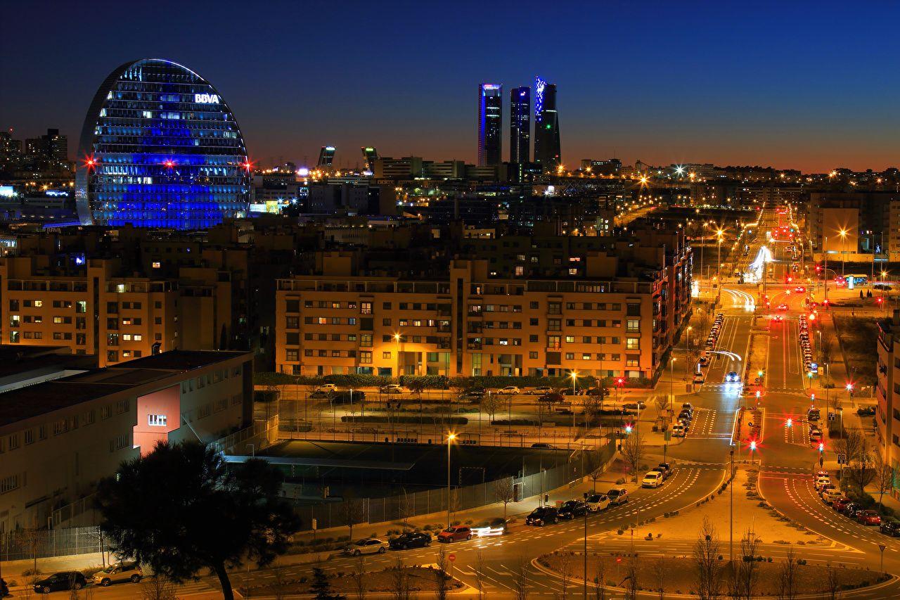 1280x853 Desktop Wallpaper Madrid Spain Roads Street Night Street lights