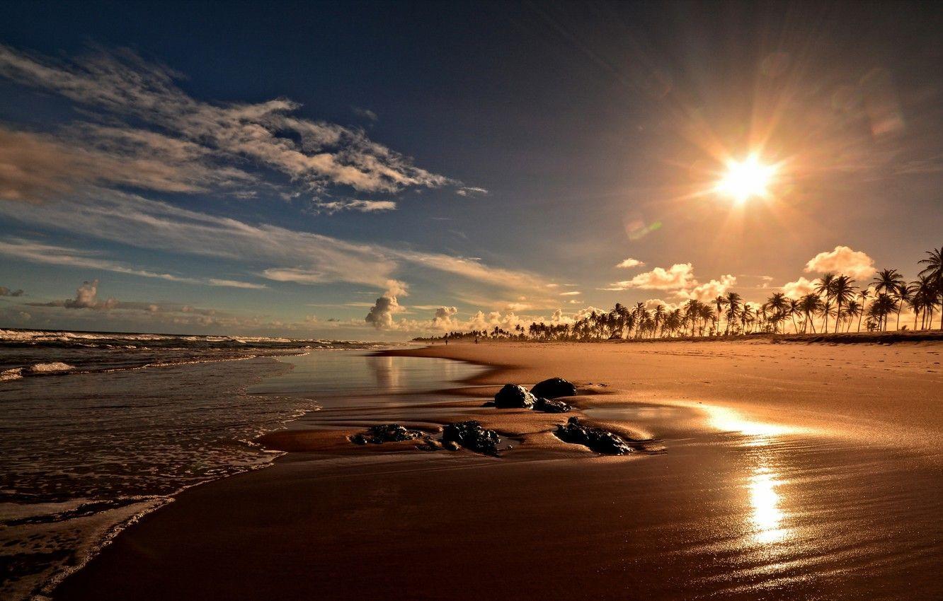 1332x850 Wallpaper Brazil, Bahia, Sunset on Costa do Sauipe beach image for desktop, section пейзажи