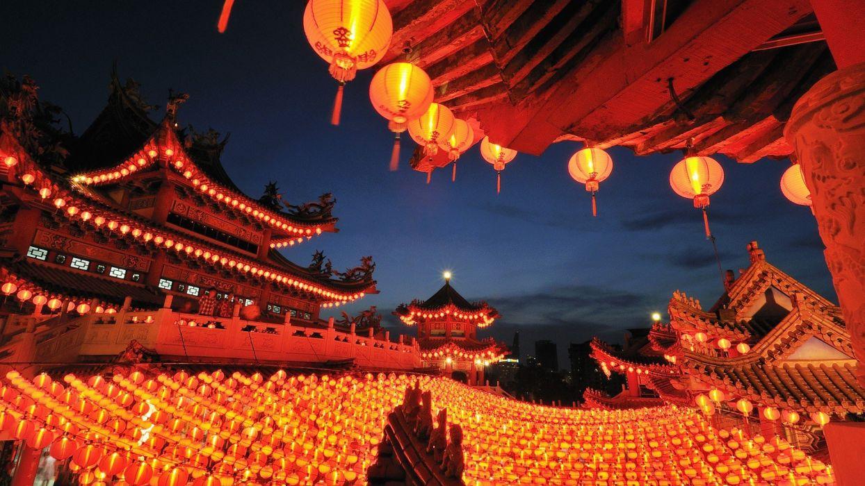 1244x700 Malaysia temples paper lanterns Kuala Lumpur wallpaperx1080