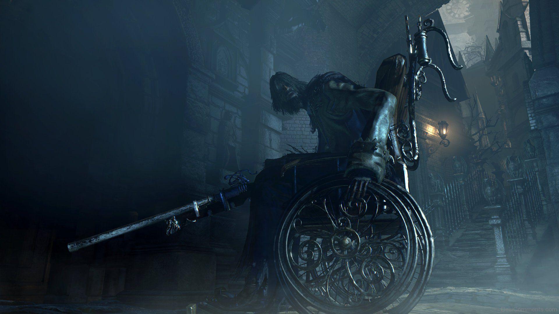 1920x1080 Bloodborne Wheelchair With Gun