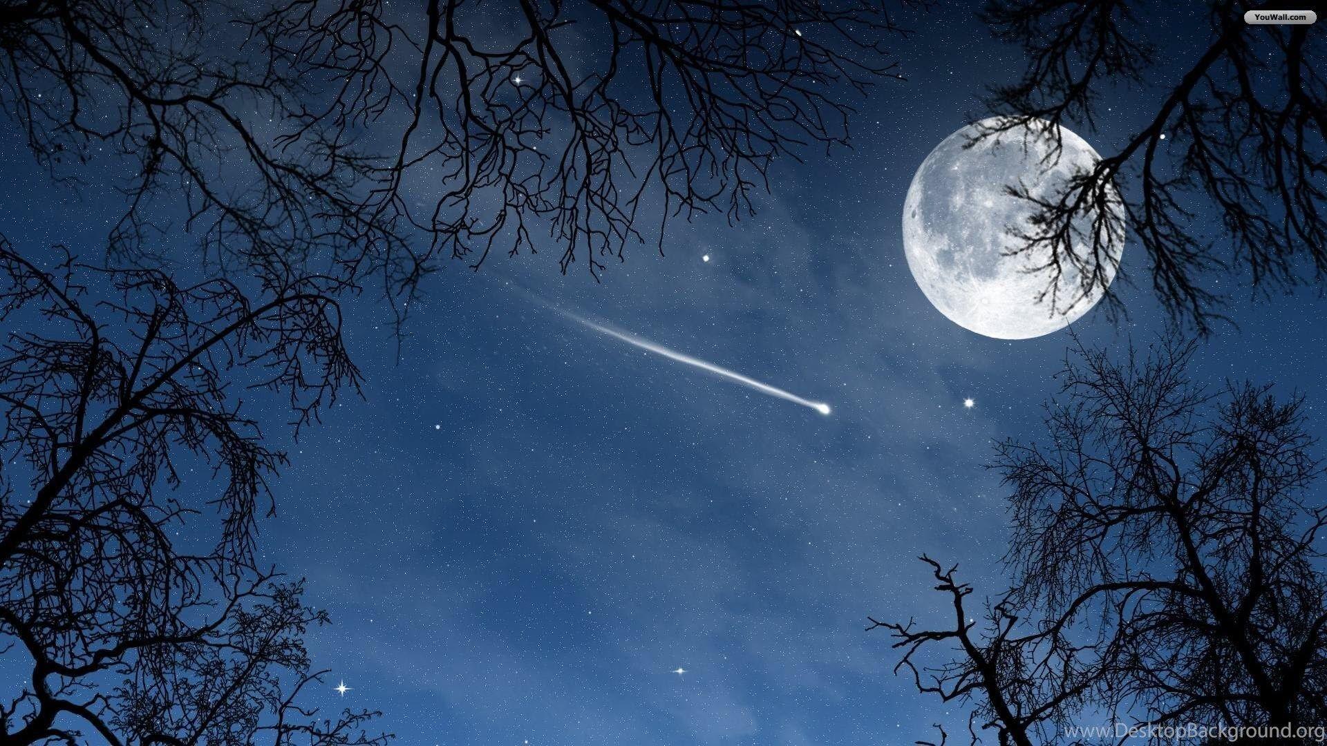 1920x1080 Moon And Stars Wallpaper