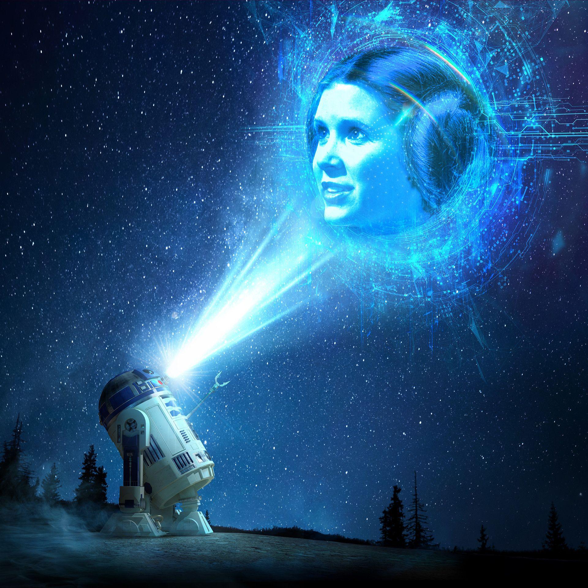 1920x1920 women, Leia Organa, R2 D Carrie Fisher, Science fiction, Digital art, Stars, Star Wars Wallpaper HD / Desktop and Mobile Background