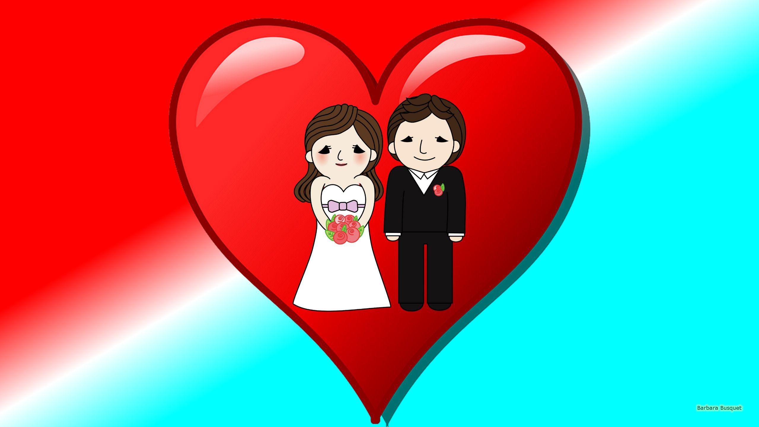 2560x1440 Bride and groom in love's HD Wallpaper