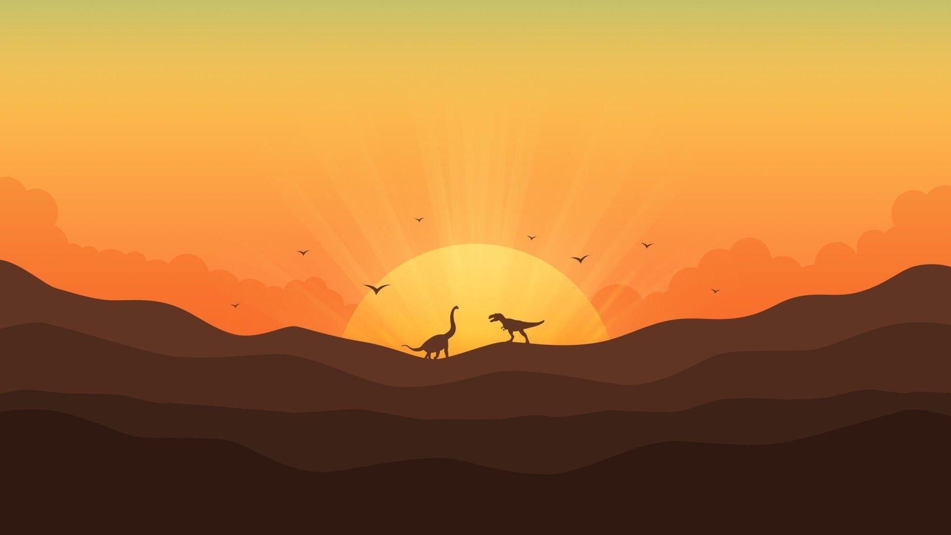 1920x1080 Minimalist Dinosaur Wallpaper: Image