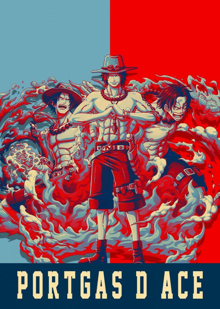 857x1200 Portgas D Ace' Metal Poster Boys Dsgn. Displate. One piece wallpaper iphone, One piece anime, One piece image