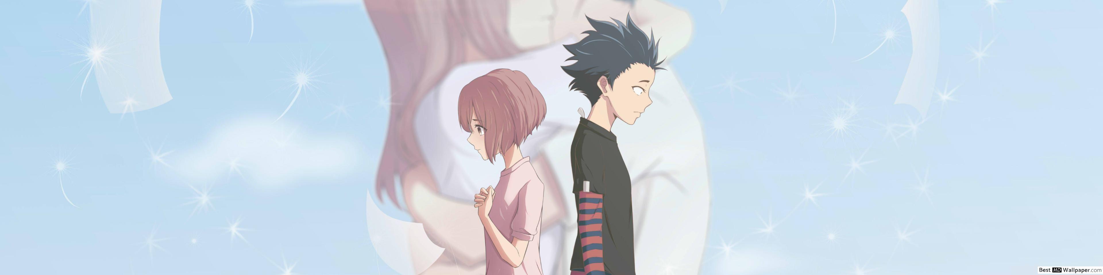 3840x960 A Silent Voice Nishimiya & Shoya Ishida HD wallpaper download