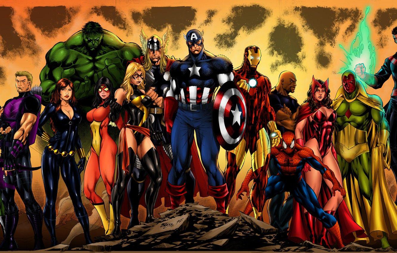1332x850 Wallpaper Hulk, Iron Man, Captain America, Thor, Black Widow, Spider Man, Spider Woman, She Hulk, Doctor Strange Image For Desktop, Section фантастика