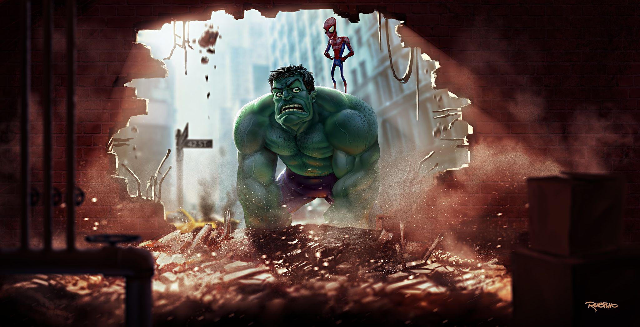 2048x1046 Hulk And Spider Man, HD Superheroes, 4k Wallpaper, Image, Background, Photo and Picture