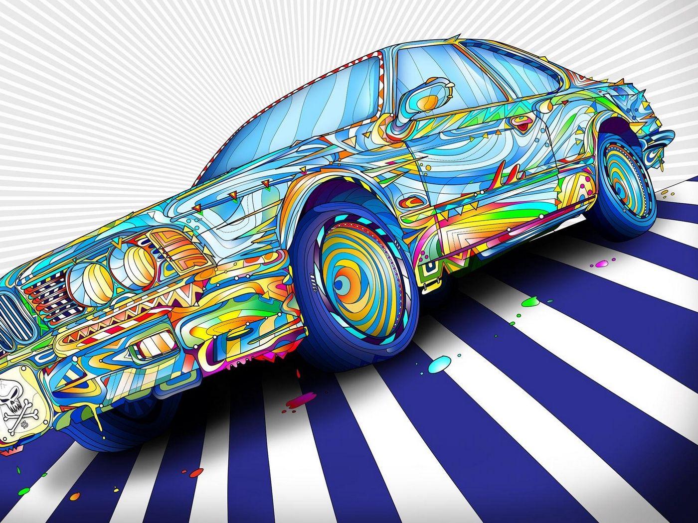 1400x1050 Wallpaper Car, Colorful, Graphic Wallpaper HD