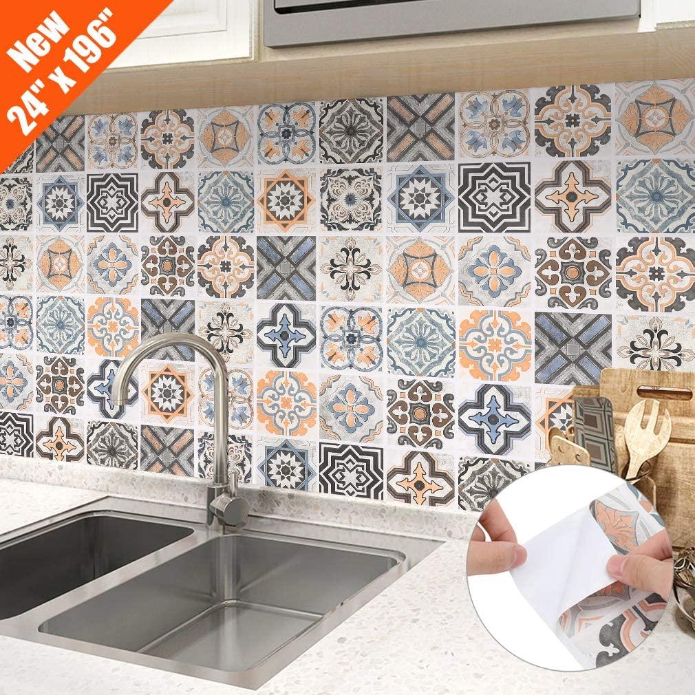 1010x1010 Oxdigi Peel and Stick Wallpaper for Kitchen Backsplash Shelf Liner Staircase Moroccan Tile Graphic Pattern Self Adhesive Wallpaper Decorative Removable Wall Mural 24 x 196 inches: Amazon.ca: Home & Kitchen