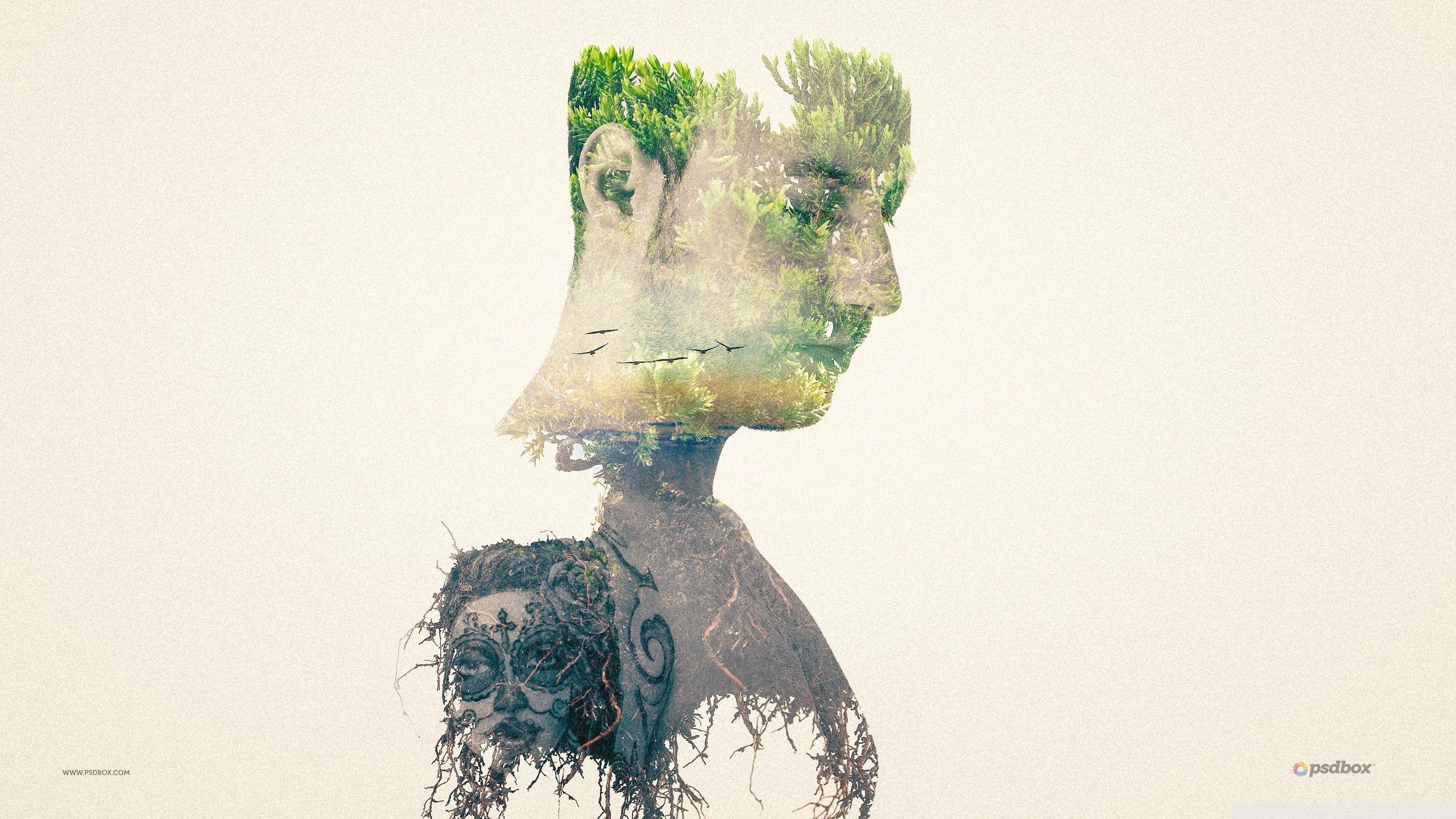 2560x1440 Download Double Exposure Effect UltraHD Wallpaper