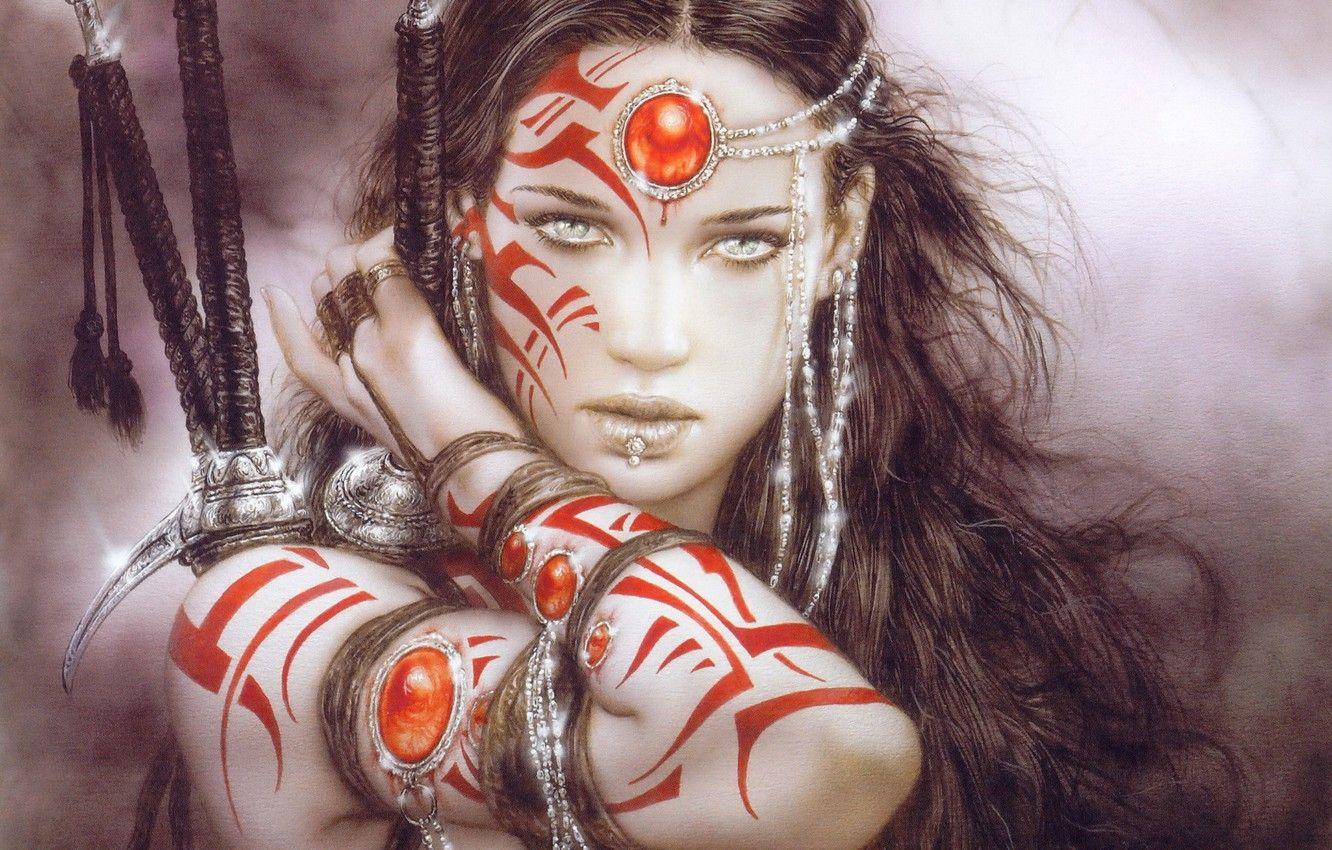 1332x850 Wallpaper girl, piercing, luis royo, jewels image for desktop, section фантастика