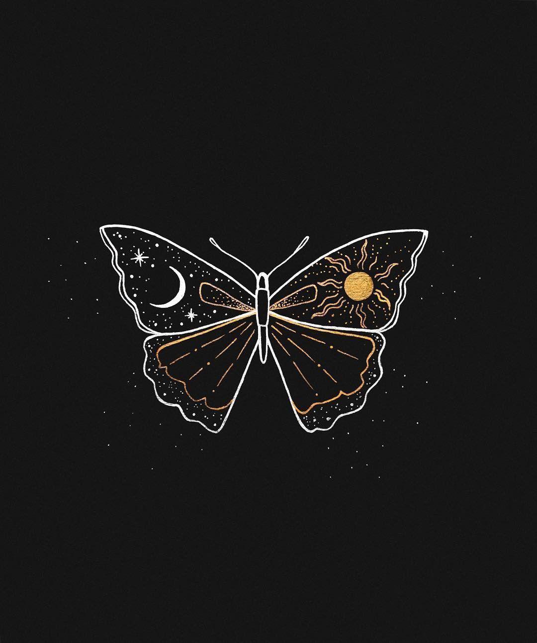 1080x1293 The moon and the sun #butterfly #design #draw #imagen #mariposa. Cute tattoos, Art wallpaper, Tattoos