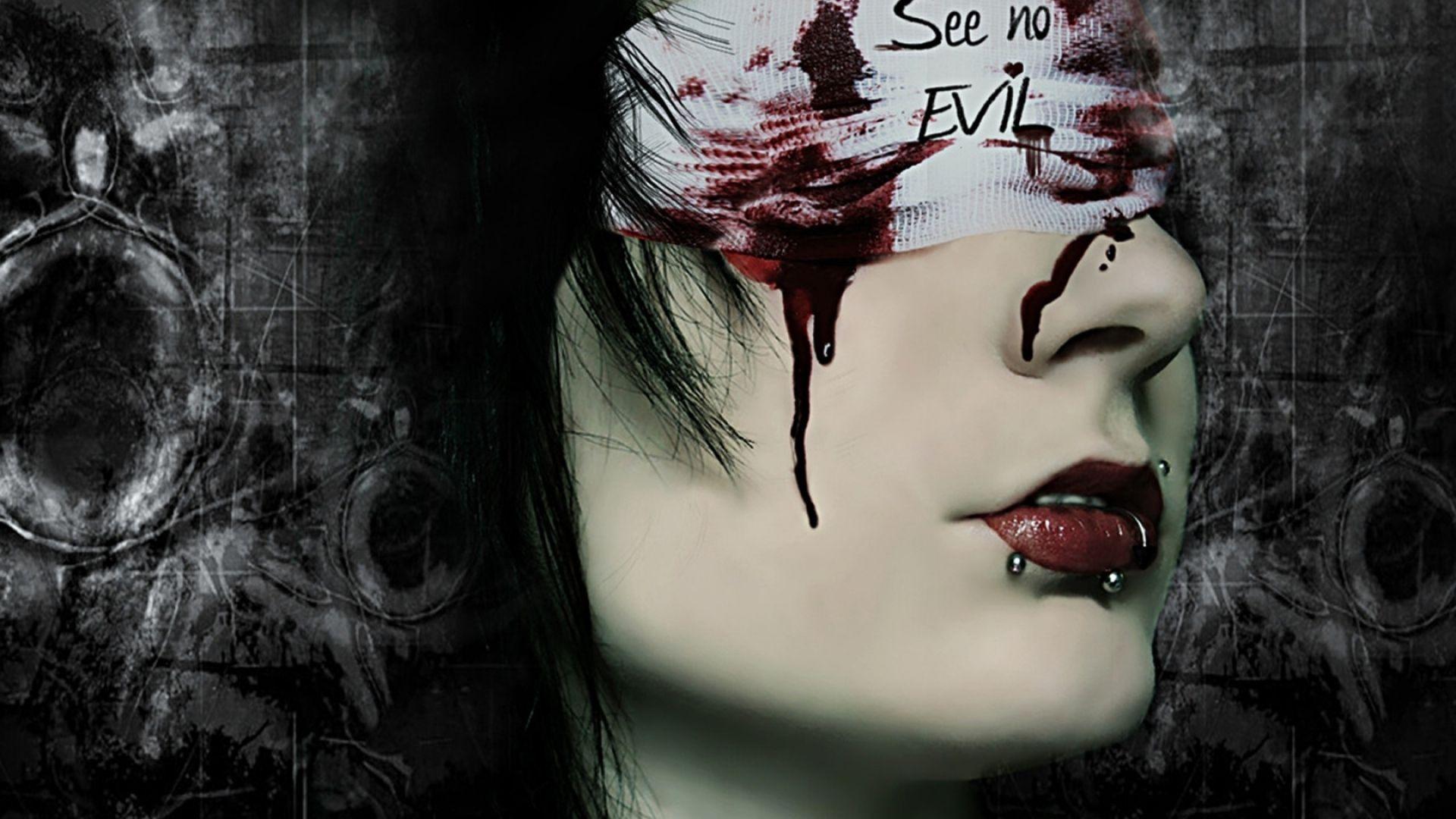 1920x1080 Wallpaper girl, person, bandage, blood, piercing