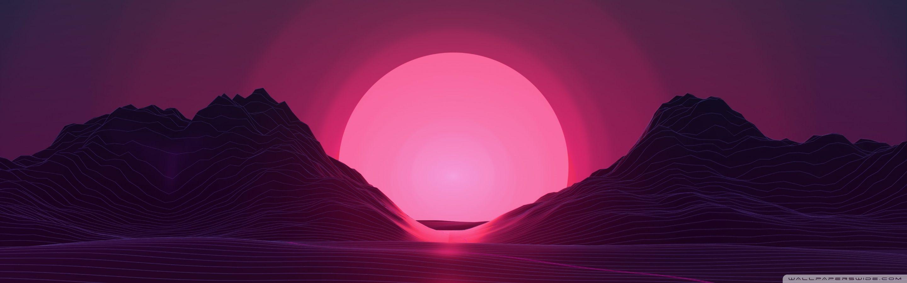 2880x900 Synthwave Background Ultra HD Desktop Background Wallpaper for : Widescreen & UltraWide Desktop & Laptop : Multi Display, Dual & Triple Monitor : Tablet
