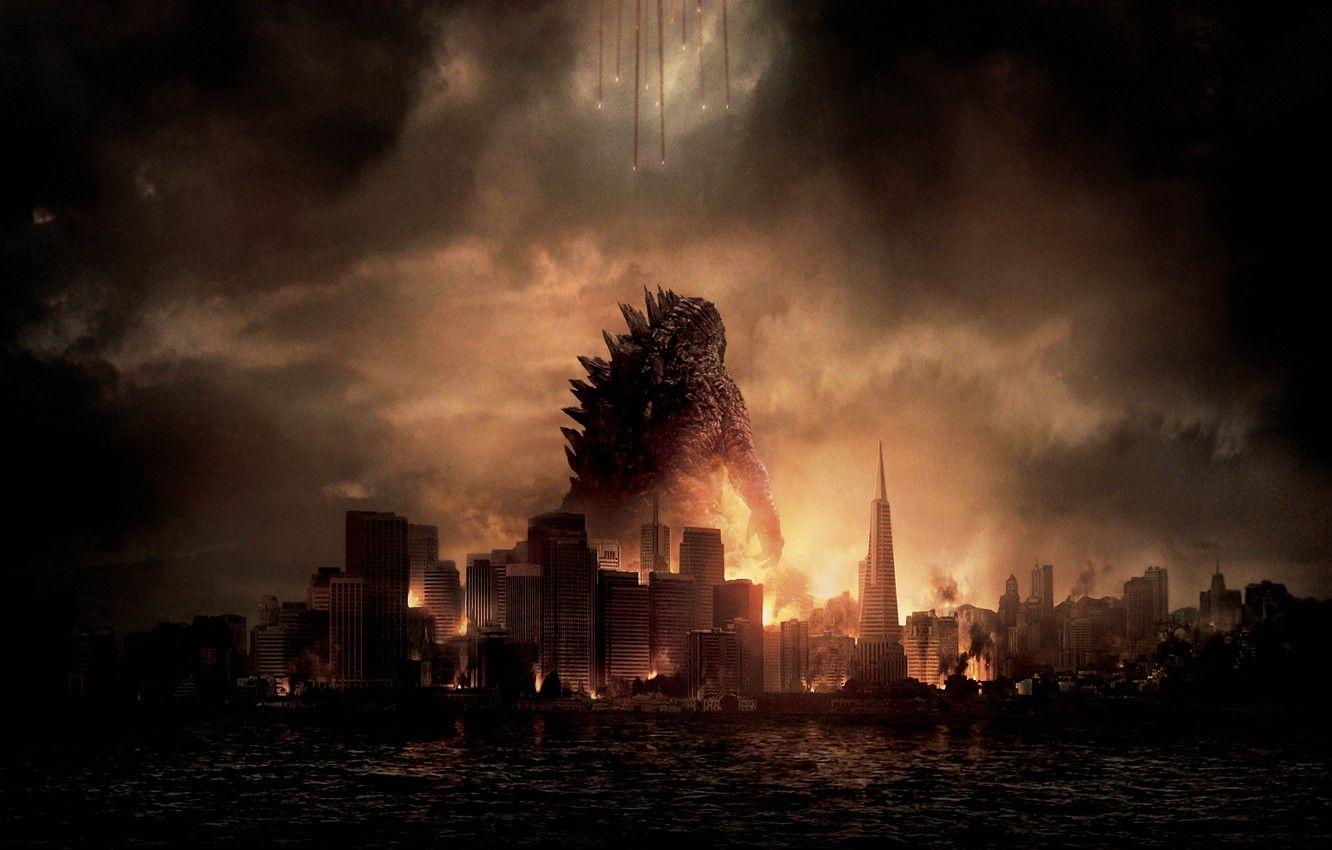 1332x850 Wallpaper Dark, City, Action, Red, Fantasy, Fire, Legendary Picture, Sun, Water, Line, Wallpaper, Smoke, Godzilla, Cloud, Movie, Film image for desktop, section фильмы