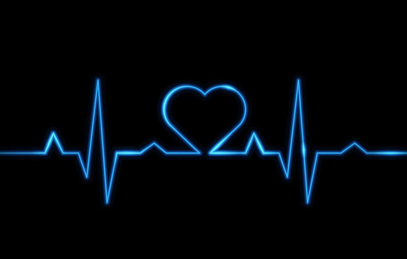 1332x850 Wallpaper heart, blue, electro image for desktop, section минимализм
