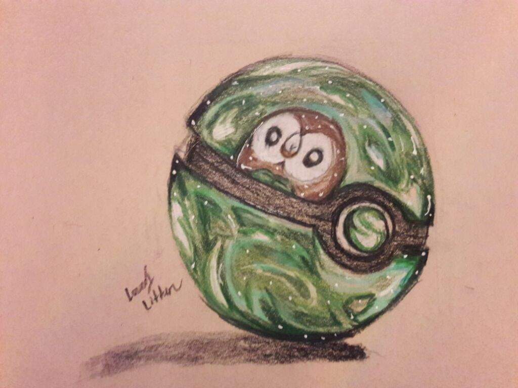 1024x768 Realistic pokeball rowlet (my art). Pokémon Amino