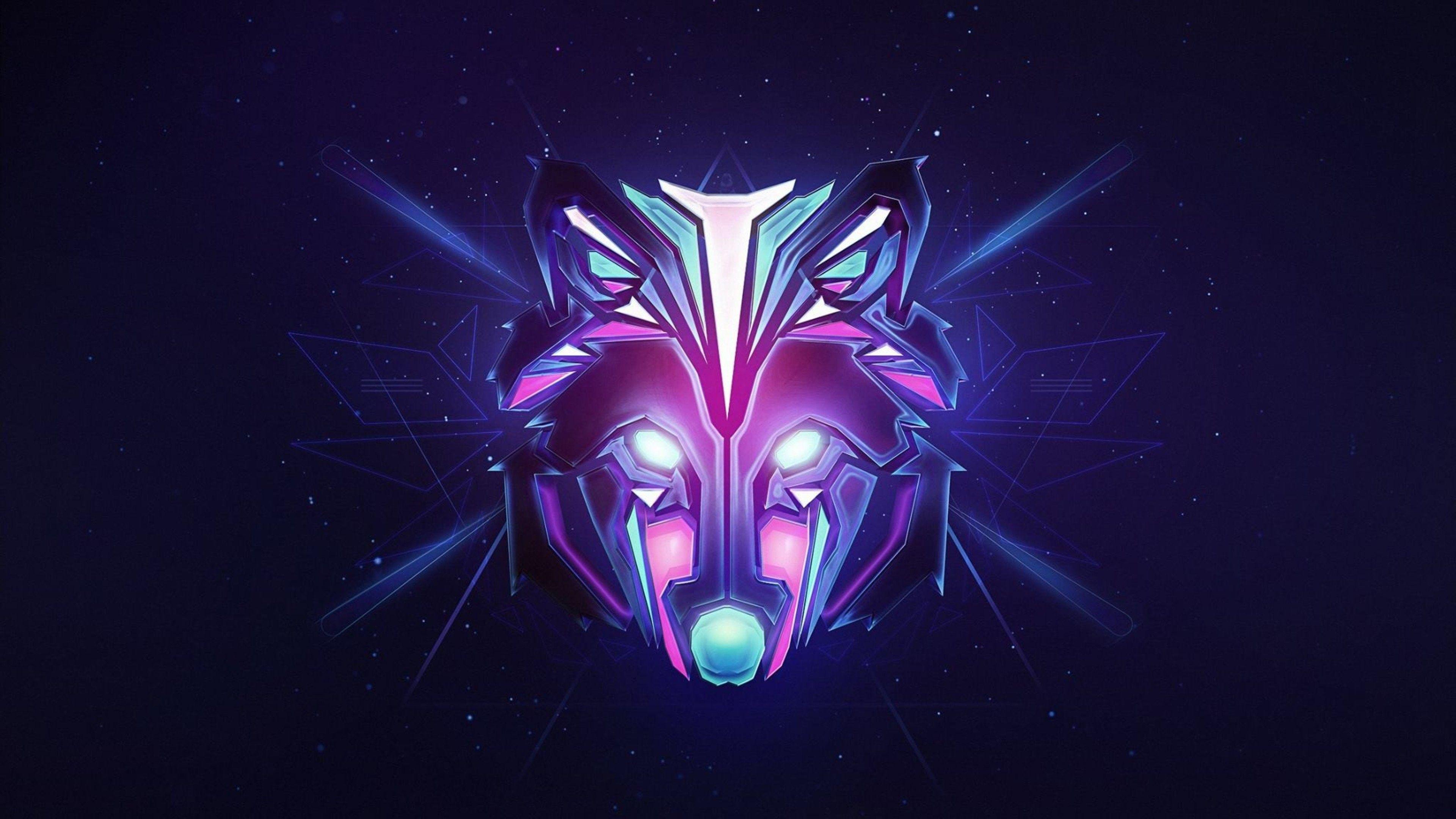 3840x2160 Wolf Art Background Free Image