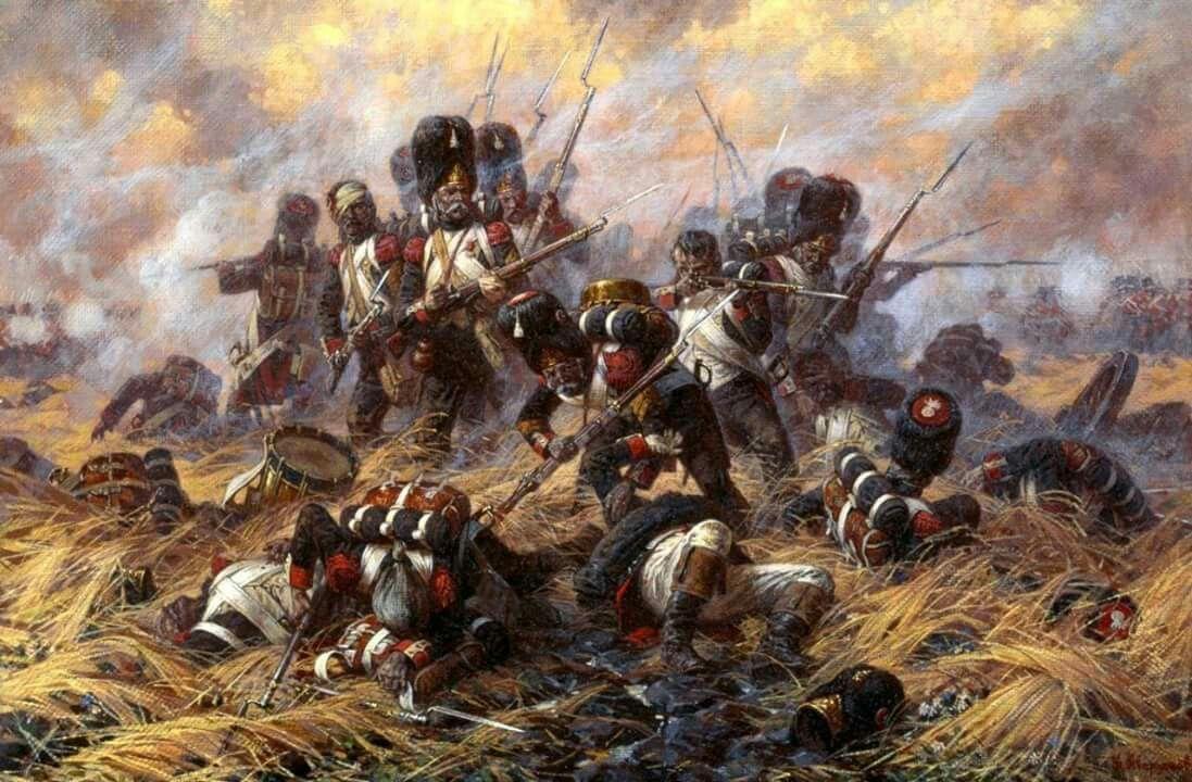 1097x720 The destruction of the Old Guard at Waterloo. Geschiedenis, Militair, Afbeeldingen