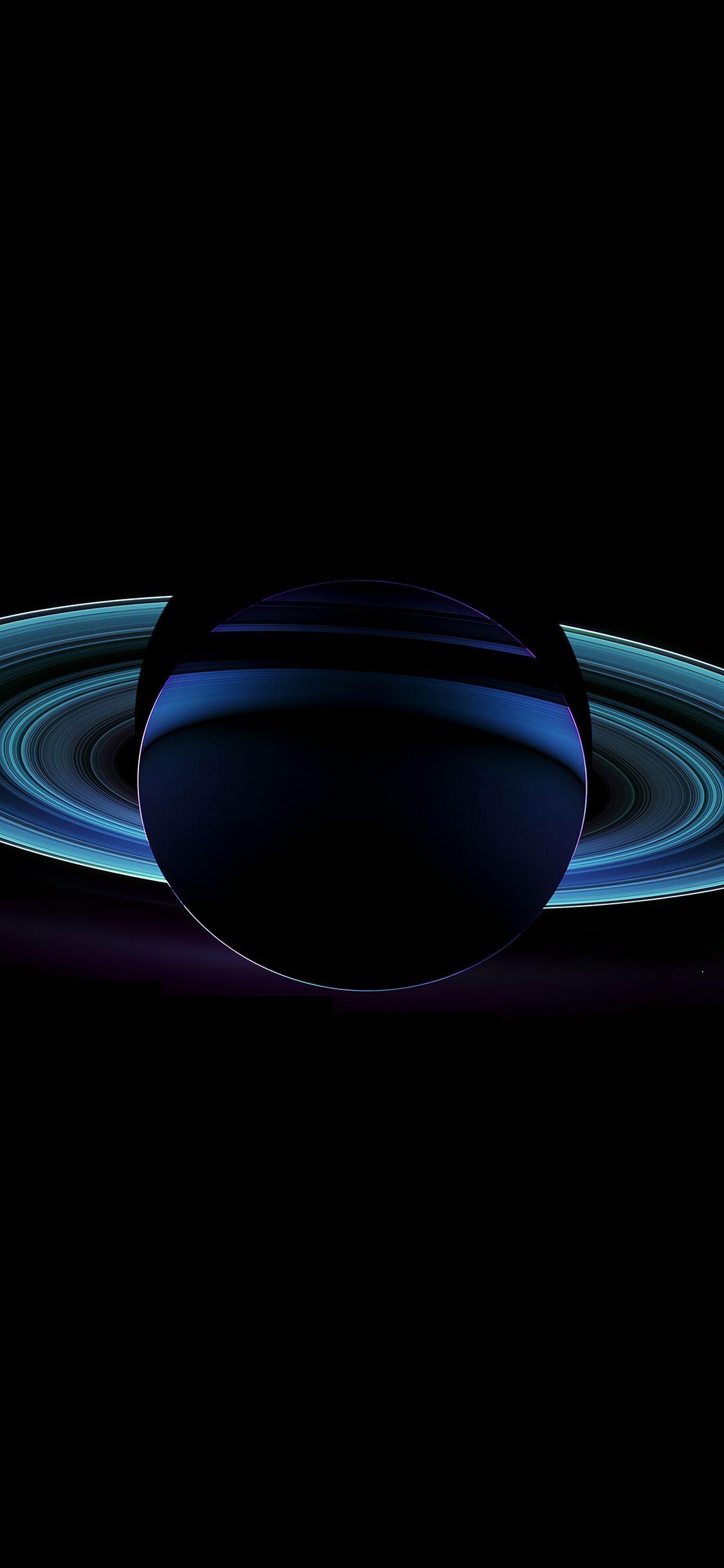1125x2436 Saturn Far Blue Space Nature Dark