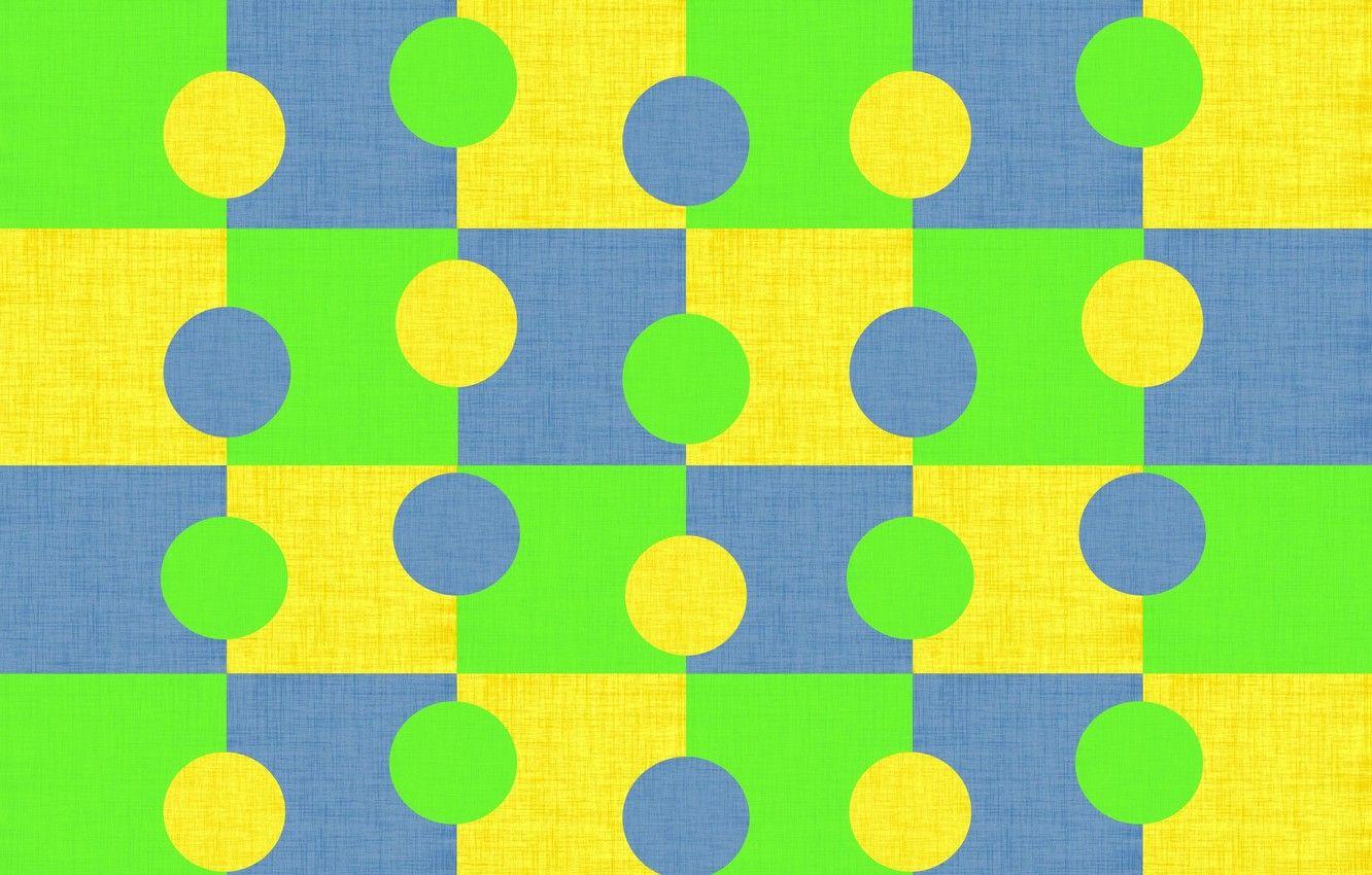1332x850 Wallpaper circles, blue, yellow, bright, green, background, texture, geometry image for desktop, section текстуры
