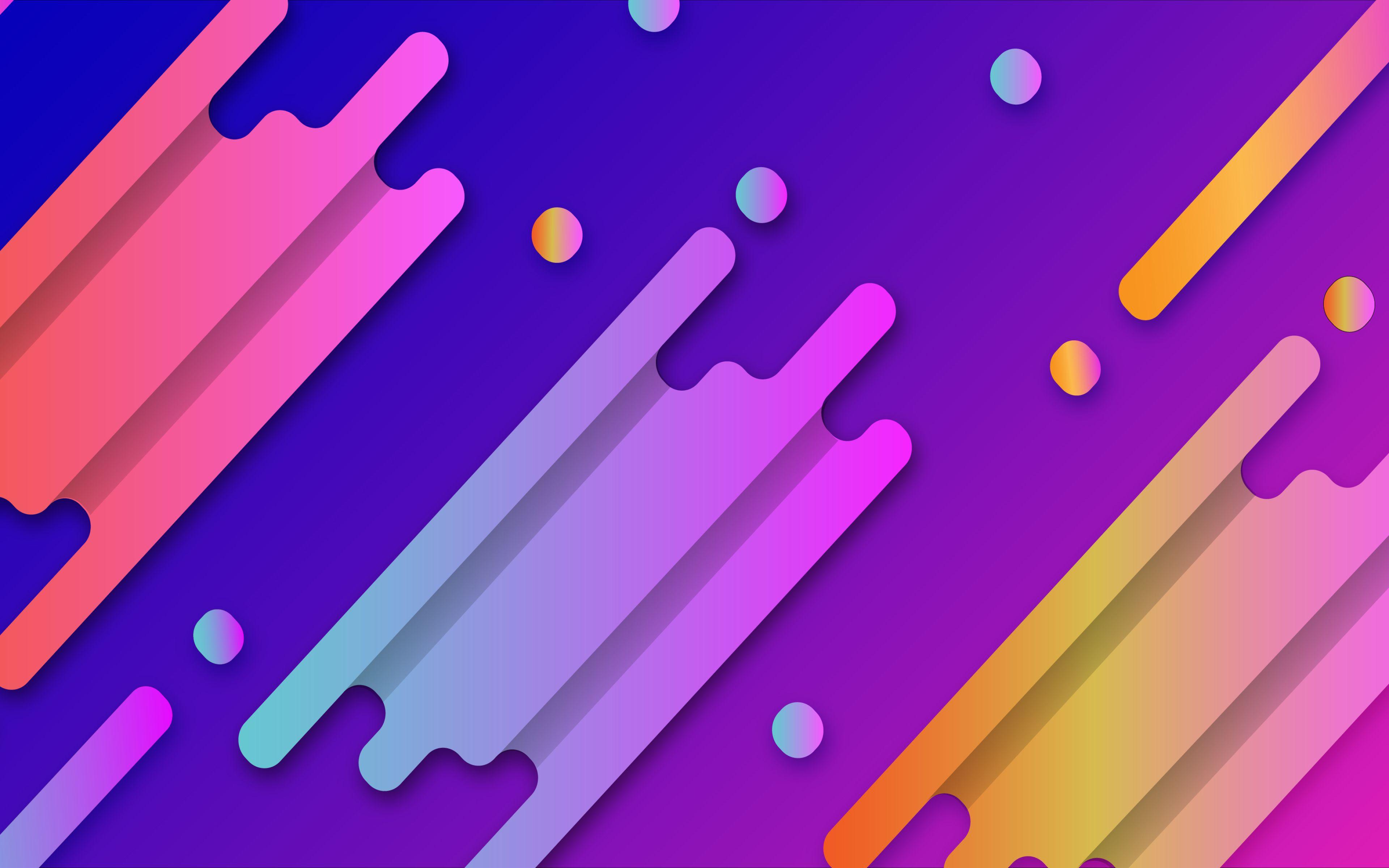 3840x2400 Download wallpaper abstract blots, 4k, material design, rainbow, lines, geometry, geometric shapes, lollipop, creative, abstract art, strips, colorful background for desktop with resolution 3840x2400. High Quality HD picture wallpaper