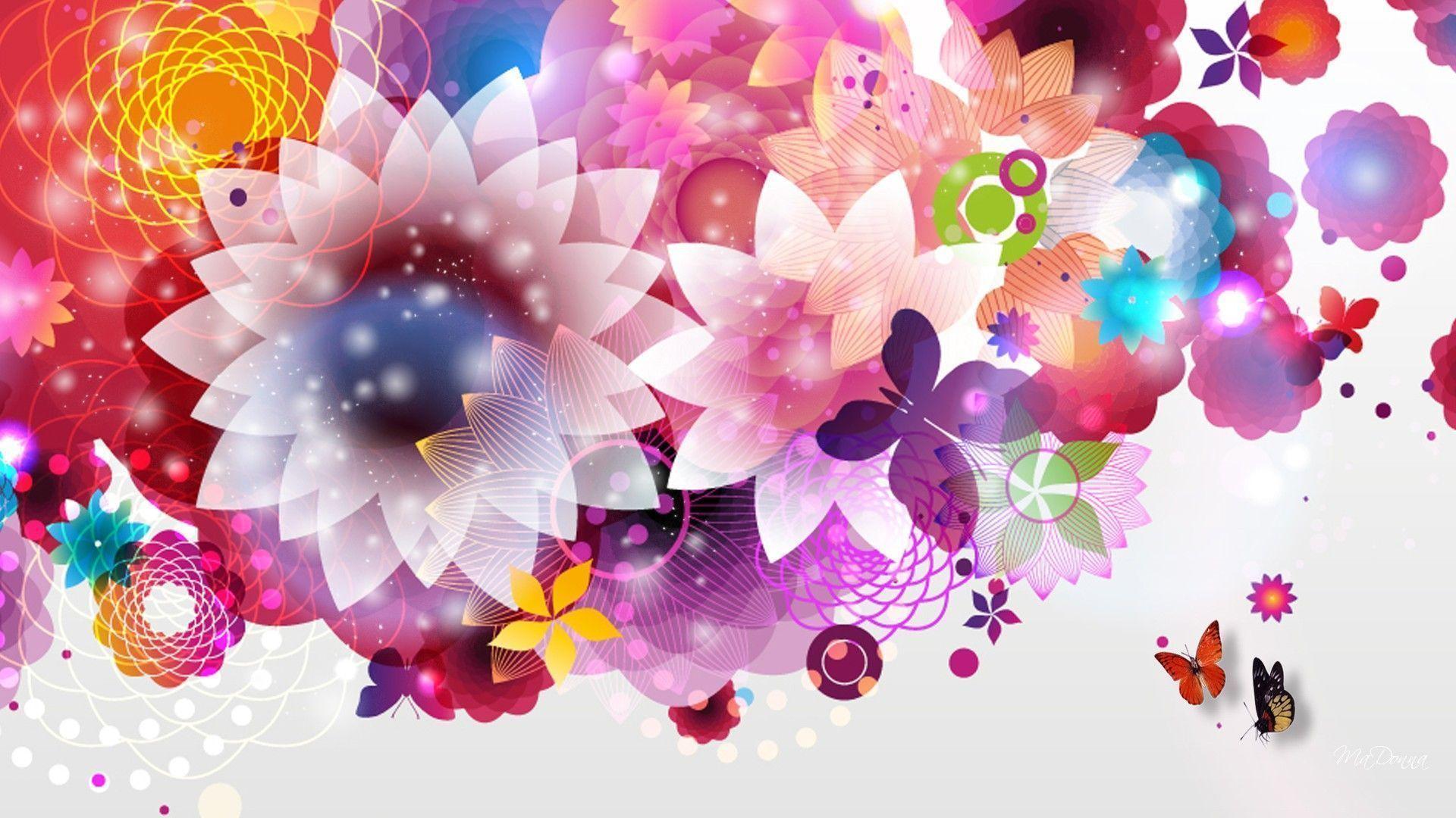 1920x1080 Bright abstract flowers wallpaperx1080