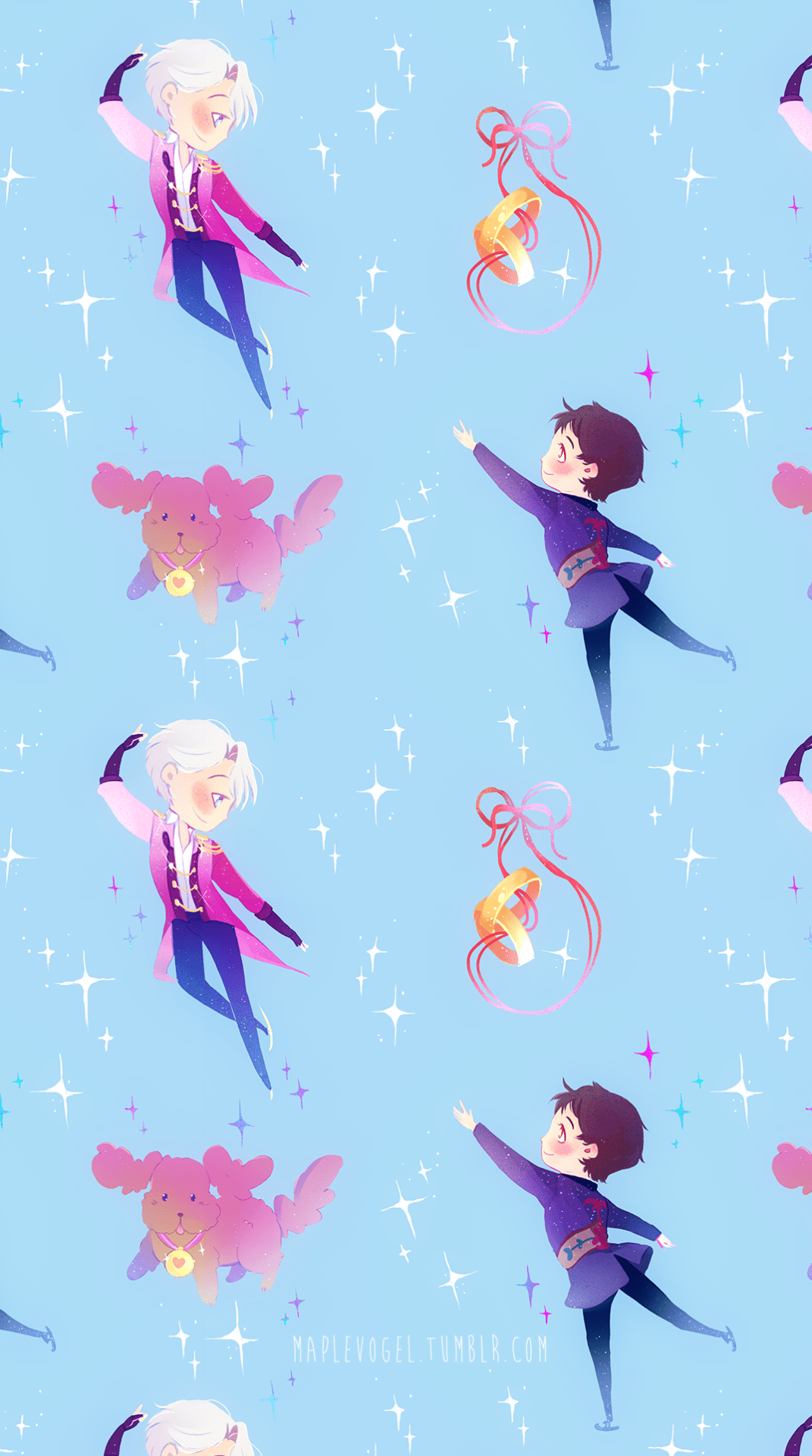 1071x1920 New version of my earlier Victuuri patterns after some people asked me for phone wallpaper format.:D feel free to use them on. Yuri on ice, Anime wallpaper, Yuri